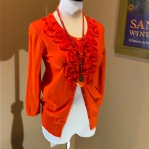 CUTE RUFFLE CARDIGAN w NECKLACE